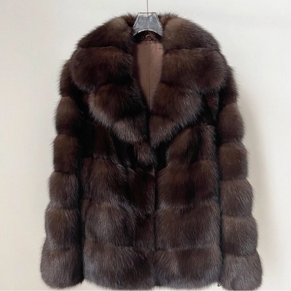 Luxurious Brown Faux Fur Jacket for Women